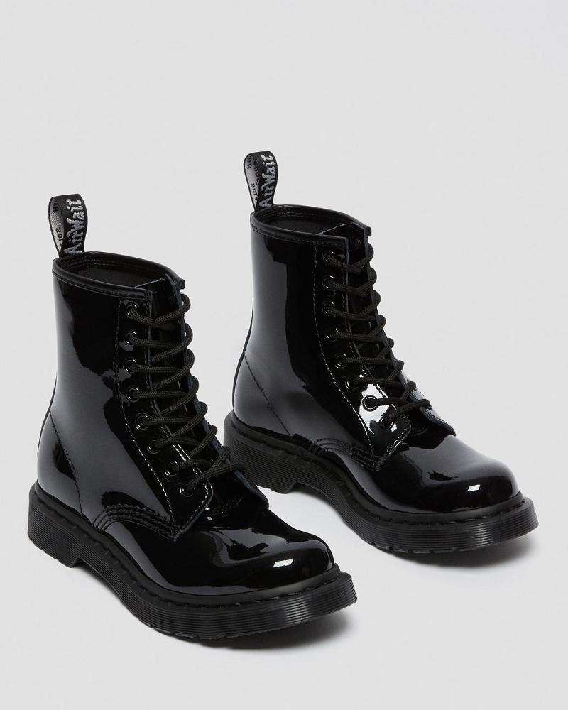 Black Women's Dr Martens 1460 Mono Patent Leather Lace Up Boots | CA 170NWY